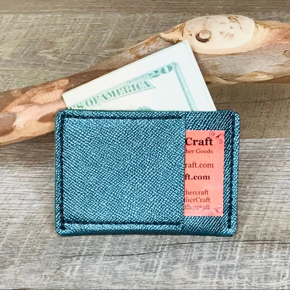 techleathercraft handmade Handbags - Sold-Ultra-slim green leather wallet